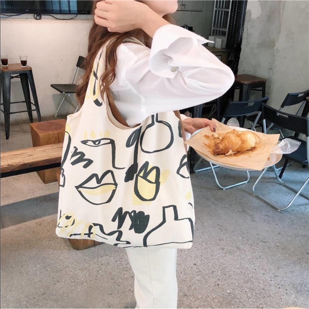 Abstract Art Canvas Large Shopping Shoulder Tote Bag